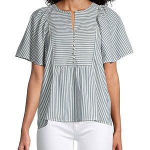 NWT Madewell courtyard flutter-sleeve striped top size small